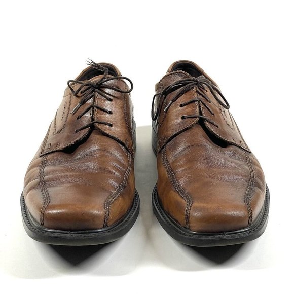 ECCO Men's Helsinki Brown‎ Leather Lace Up Square Toe Oxford 12-12.5 US / EUR 46 - Picture 2 of 14